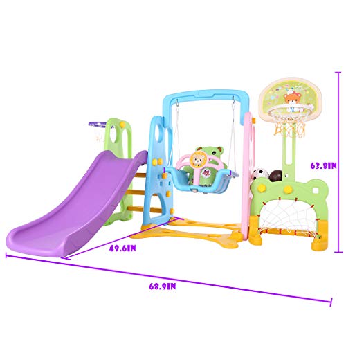 6 in 1 Toddler Mountaineering and Swing Set Kids Slide Swing Plays...
