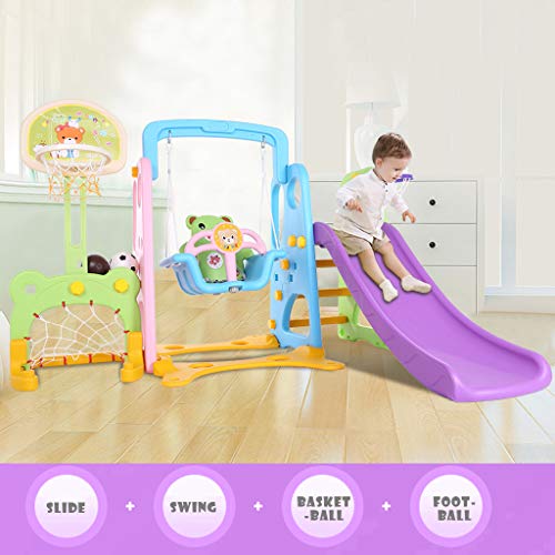 6 in 1 Toddler Mountaineering and Swing Set Kids Slide Swing Plays...