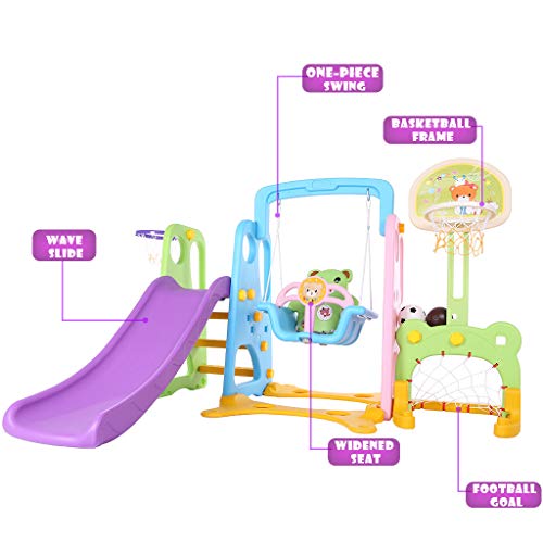 6 in 1 Toddler Mountaineering and Swing Set Kids Slide Swing Plays...