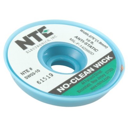NTE Electronics SW03-10 No-Clean Solder Wick with Anti-Static Bobb...
