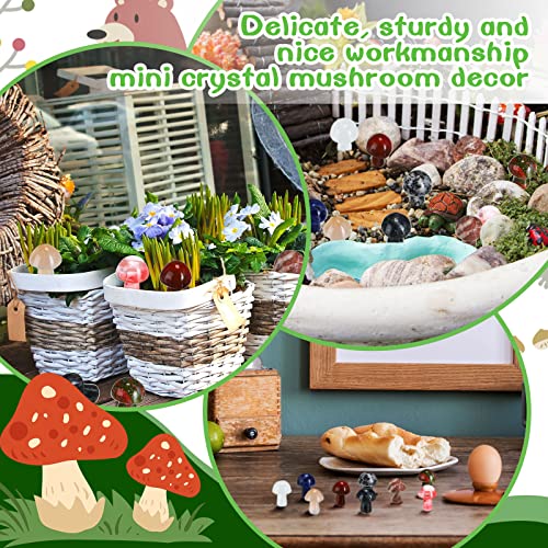 20 Pieces Crystal Mushroom Sculpture Decor Hand Making Mini Mushro...