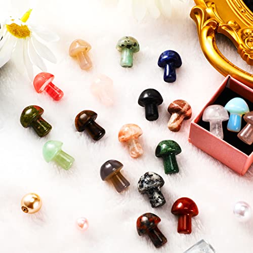 20 Pieces Crystal Mushroom Sculpture Decor Hand Making Mini Mushro...