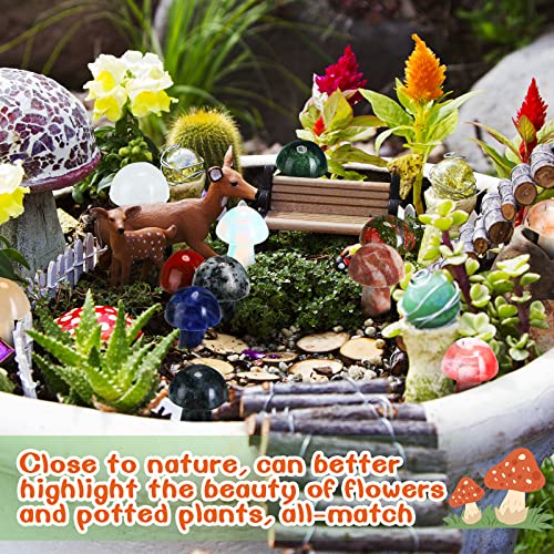 20 Pieces Crystal Mushroom Sculpture Decor Hand Making Mini Mushro...