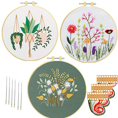 Embroidery Beginner Kits for Adults Kids Nuberlic 3 Pack Cross Sti...