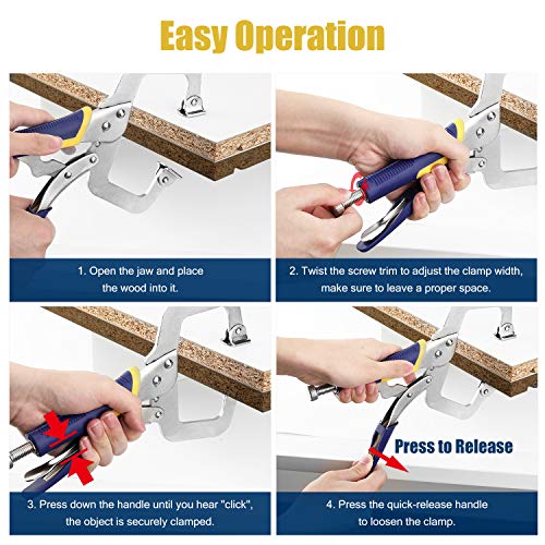 Nuovoware Locking C-Clamp Set 3 Pack, 6 + 9 + 11 Heavy Duty Erg...
