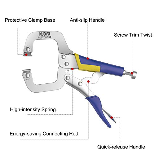 Nuovoware Locking C-Clamp Set 3 Pack, 6 + 9 + 11 Heavy Duty Erg...