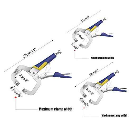 Nuovoware Locking C-Clamp Set 3 Pack, 6 + 9 + 11 Heavy Duty Erg...