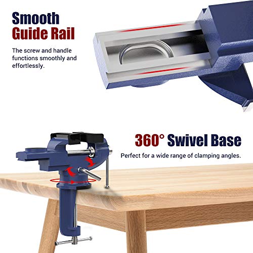 Nuovoware Table Vise 3 Inch, Universal Bench Vise with 360° Rotati...