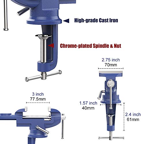 Nuovoware Table Vise 3 Inch, Universal Bench Vise with 360° Rotati...