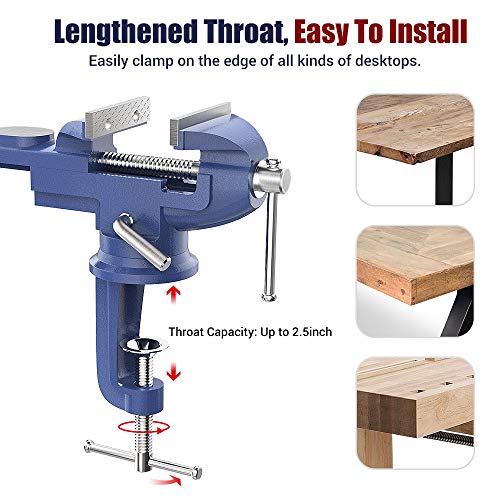 Nuovoware Table Vise 3 Inch, Universal Bench Vise with 360° Rotati...