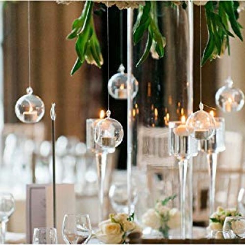 Nuptio Pcs of 8 Hanging Glass Terrarium Air Plant Candle Holders H...