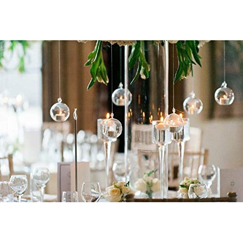 Nuptio Pcs of 8 Hanging Glass Terrarium Air Plant Candle Holders H...