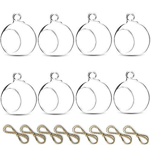 Nuptio Pcs of 8 Hanging Glass Terrarium Air Plant Candle Holders H...