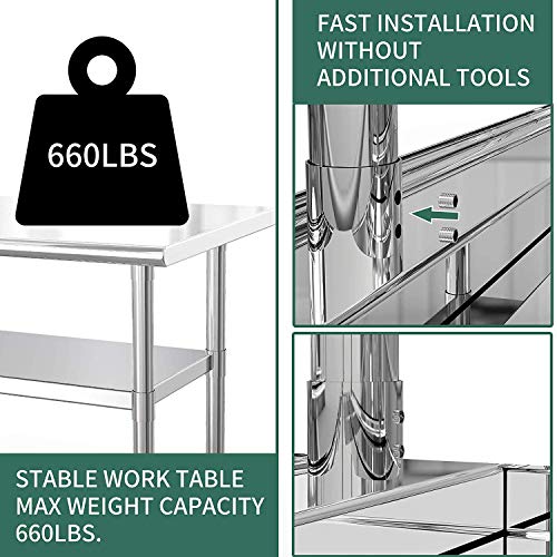 Nurxiovo Commercial NSF Stainless Steel Work Table and Kitchen Pre...
