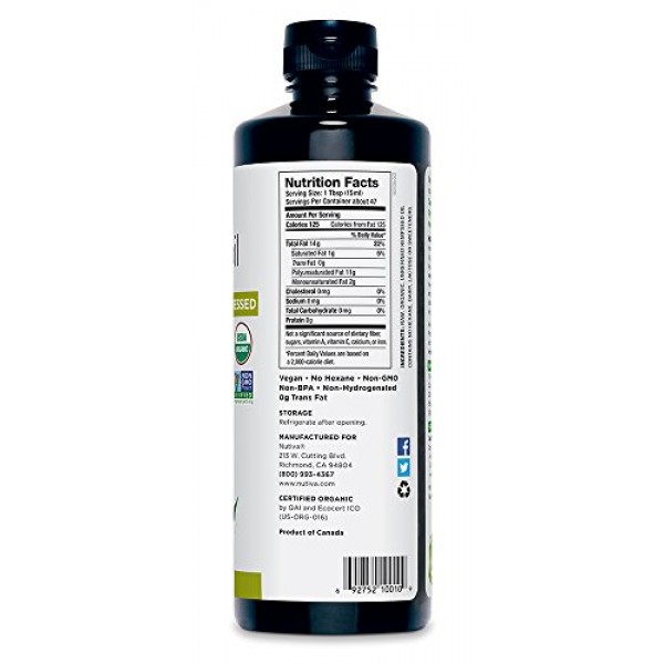 Nutiva Organic Hemp Oil, 24 Ounce