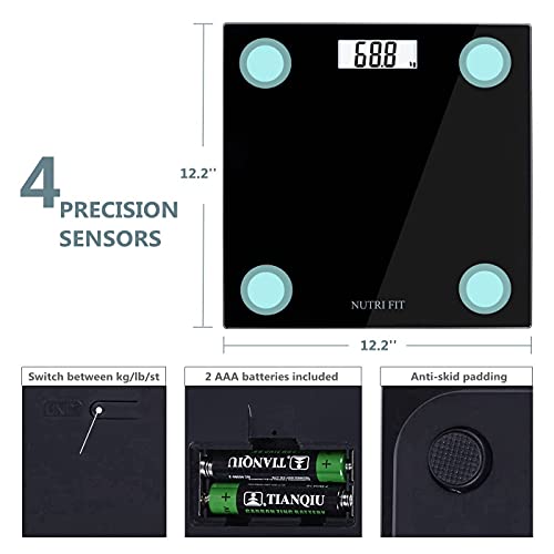 NUTRI FIT Digital Bathroom Scale Body Weight Scales 400 lbs Ultra ...