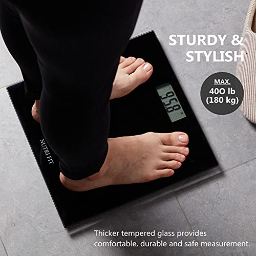 NUTRI FIT Digital Bathroom Scale Body Weight Scales 400 lbs Ultra ...