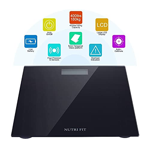 NUTRI FIT Digital Bathroom Scale Body Weight Scales 400 lbs Ultra ...