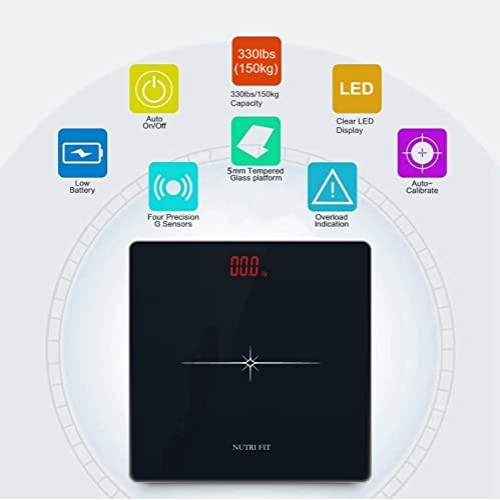 NUTRI FIT Digital Scale for Body Weight, Precision Bathroom Weighi...