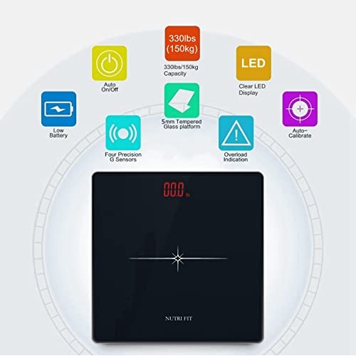 NUTRI FIT Digital Scale for Body Weight, Precision Bathroom Weighi...