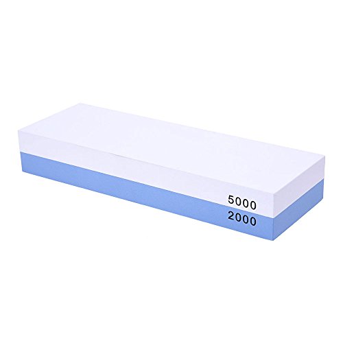 NUZAMAS Premium Knife Sharpening Stone 2 Side Grit 2000/5000 Whets...