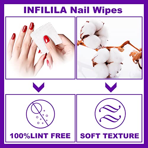 Lint Free Nail Wipes INFILILA Nail Polish Remover 540PCS Super Abs...