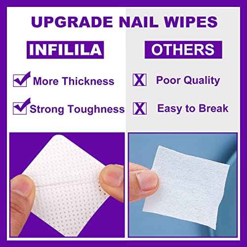 Lint Free Nail Wipes INFILILA Nail Polish Remover 540PCS Super Abs...