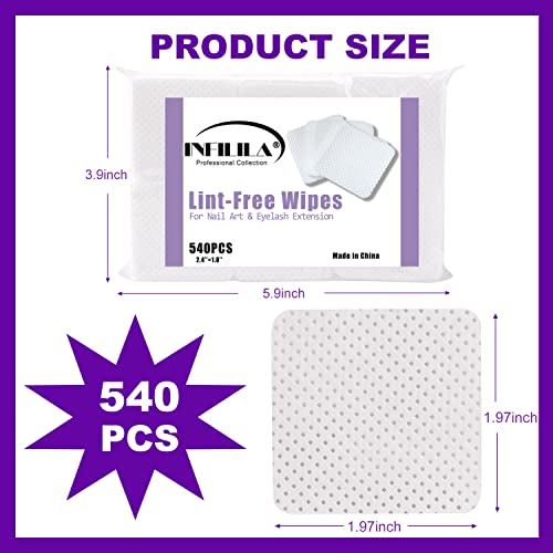 Lint Free Nail Wipes INFILILA Nail Polish Remover 540PCS Super Abs...
