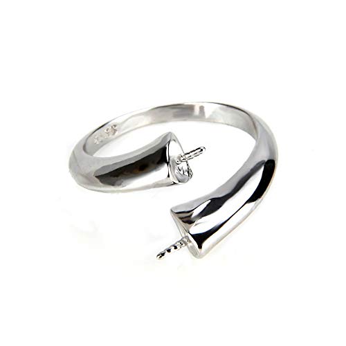 NY Jewelry 925 Sterling Silver Adjustable Simple Ring for Pearl, P...