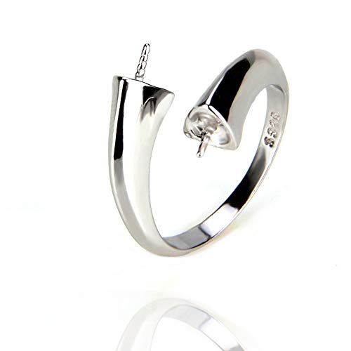 NY Jewelry 925 Sterling Silver Adjustable Simple Ring for Pearl, P...