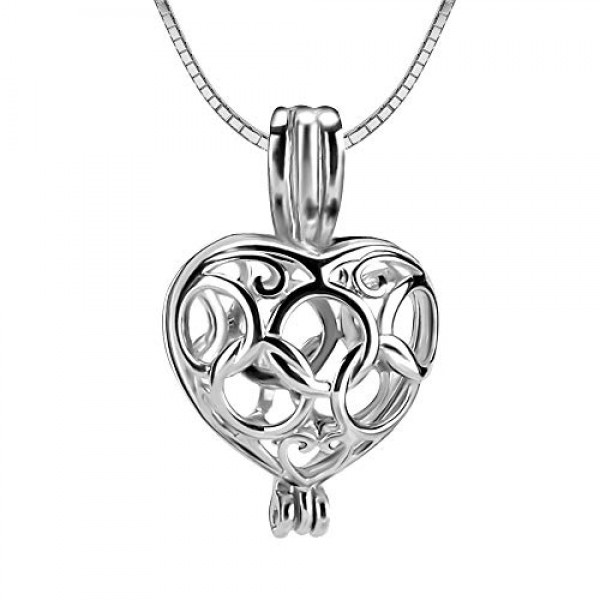 NY Jewelry 925 Sterling Silver Ring Pattern Heart Pendants for Pea...