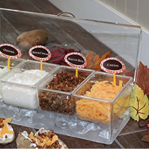 Large Clear Condiment Server Organizer on Ice with Containers and ...