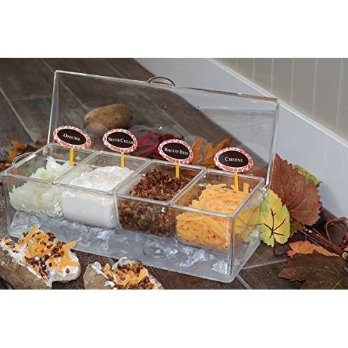 Large Clear Condiment Server Organizer on Ice with Containers and ...