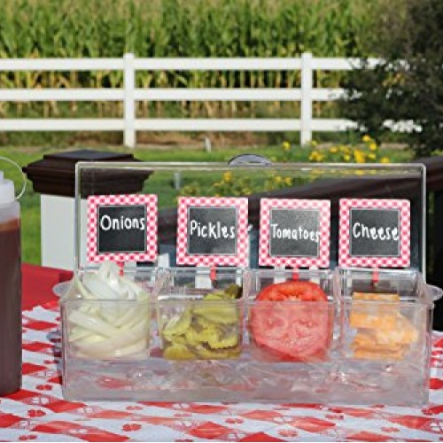 Large Clear Condiment Server Organizer on Ice with Containers and ...