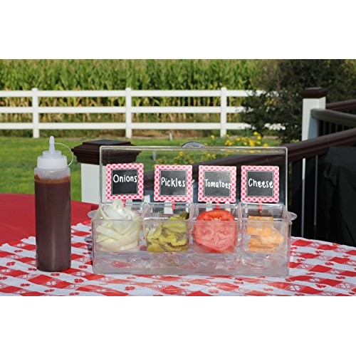 Large Clear Condiment Server Organizer on Ice with Containers and ...
