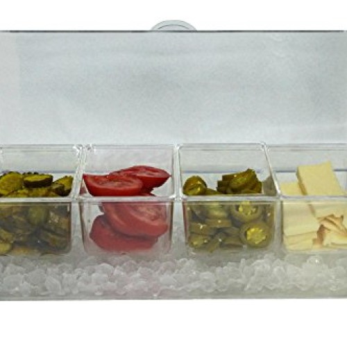 Large Clear Condiment Server Organizer on Ice with Containers and ...