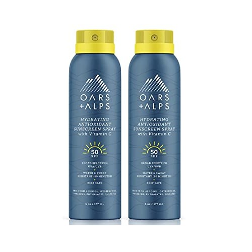 Oars + Alps Hydrating SPF 50 Sunscreen Spray, Naturally Derived Sk...