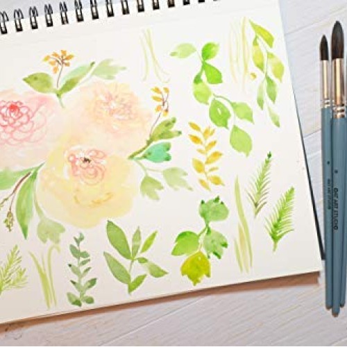 OAT ART STUDIO Watercolor Brush Set Premium Synthetic Blue Squirre...