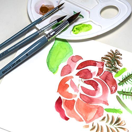 OAT ART STUDIO Watercolor Brush Set Premium Synthetic Blue Squirre...