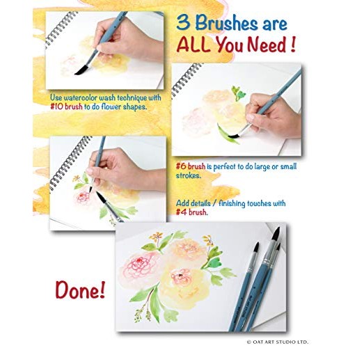 OAT ART STUDIO Watercolor Brush Set Premium Synthetic Blue Squirre...
