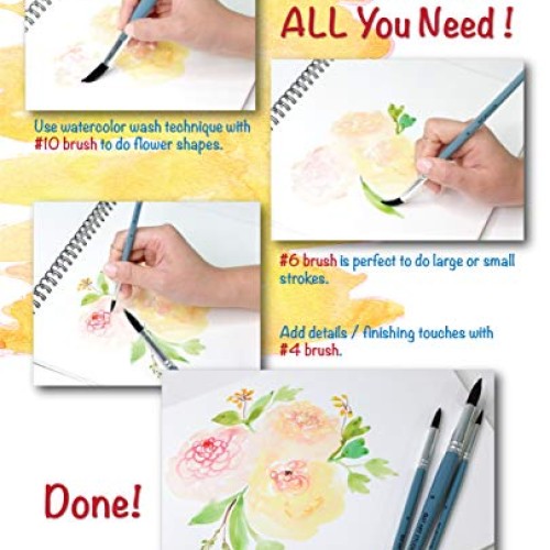 OAT ART STUDIO Watercolor Brush Set Premium Synthetic Blue Squirre...