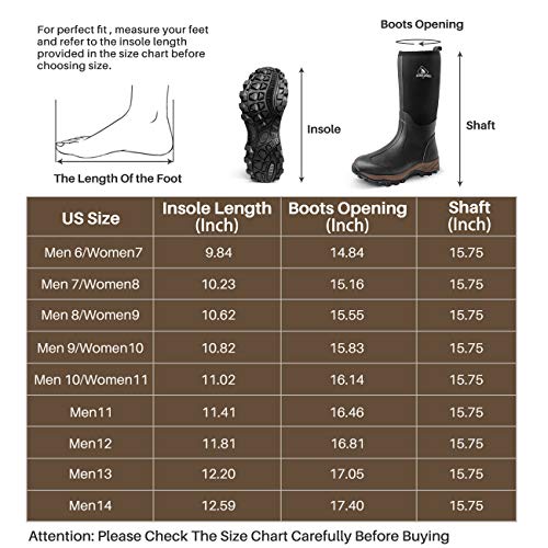 Obcursco Waterproof 6mm Neoprene Rubber Boot for Men and Women Ins...
