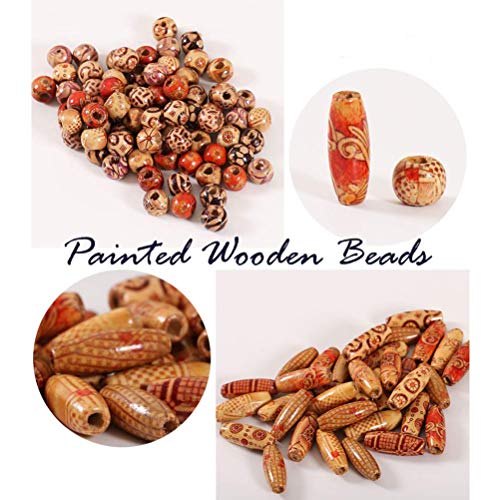 300Pcs Wholesale Natural Painted Wood Beads Round Loose Wooden Bal...