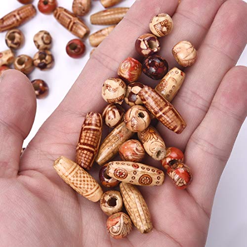 300Pcs Wholesale Natural Painted Wood Beads Round Loose Wooden Bal...