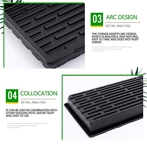 10 Pack of Durable Black Plastic Growing Trays Without Drain Hole...