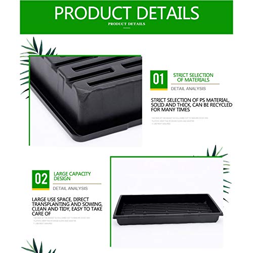 10 Pack of Durable Black Plastic Growing Trays Without Drain Hole...