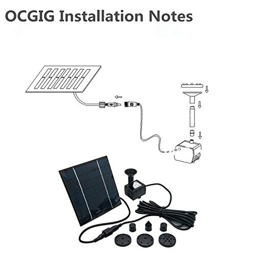 OCGIG Solar Powered Fountain Water Pump 8 Piece Nozzle for Bird Ba...