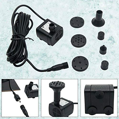 OCGIG Solar Powered Fountain Water Pump 8 Piece Nozzle for Bird Ba...
