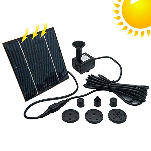 OCGIG Solar Powered Fountain Water Pump 8 Piece Nozzle for Bird Ba...