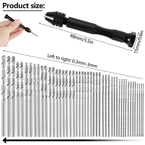 ODOMY 57pcs Pin Vise Hand Drill Bits Mini Hand Drill Rotary Tool,4...